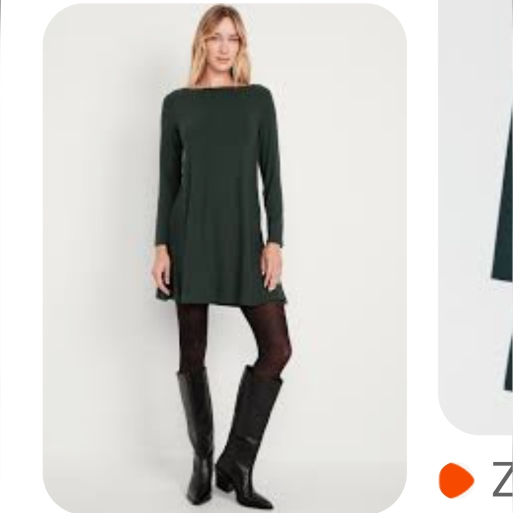 GAP Dress, Size S - Tall, Green‎ Heathered Poly Blend Knit, Midi, Long Sleeves